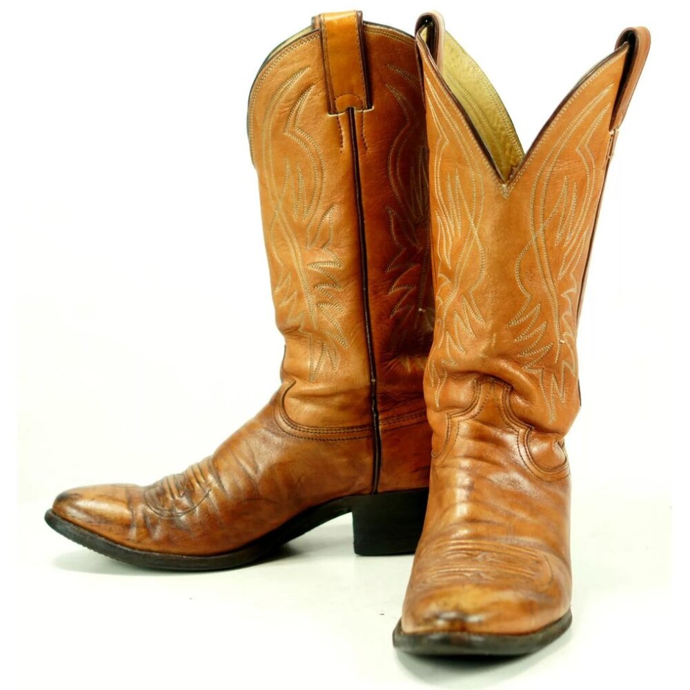 Justin Rockabilly Distressed Brown Leather Western Cowboy Boots Men 7 Women 8.5